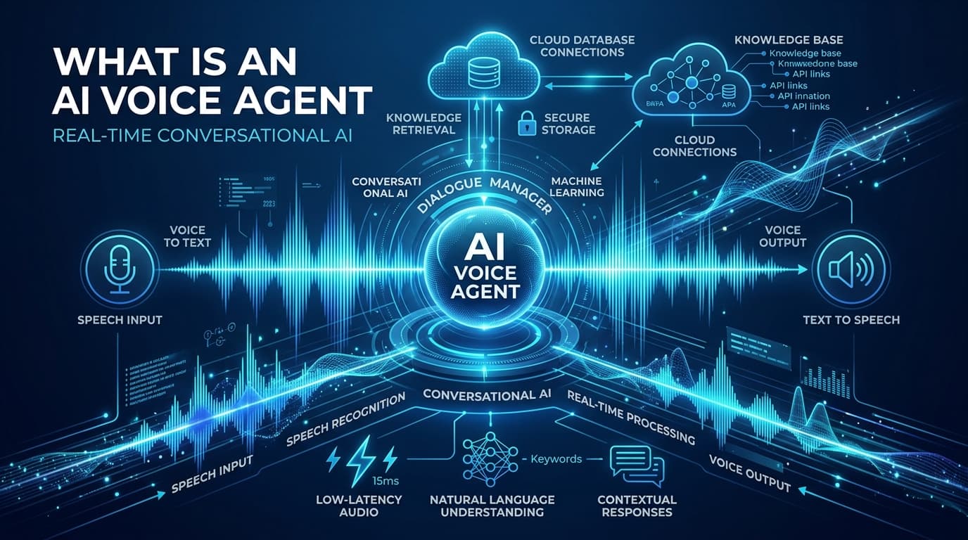 What is an AI voice agent — how real-time conversational voice AI works, architecture, latency budgets, and pricing