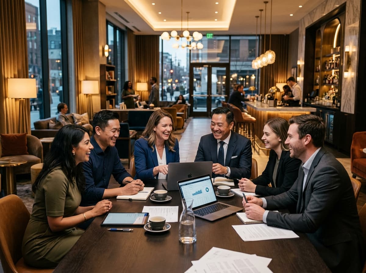 The Soho Foundry hotel team and reservations director reviewing direct booking performance