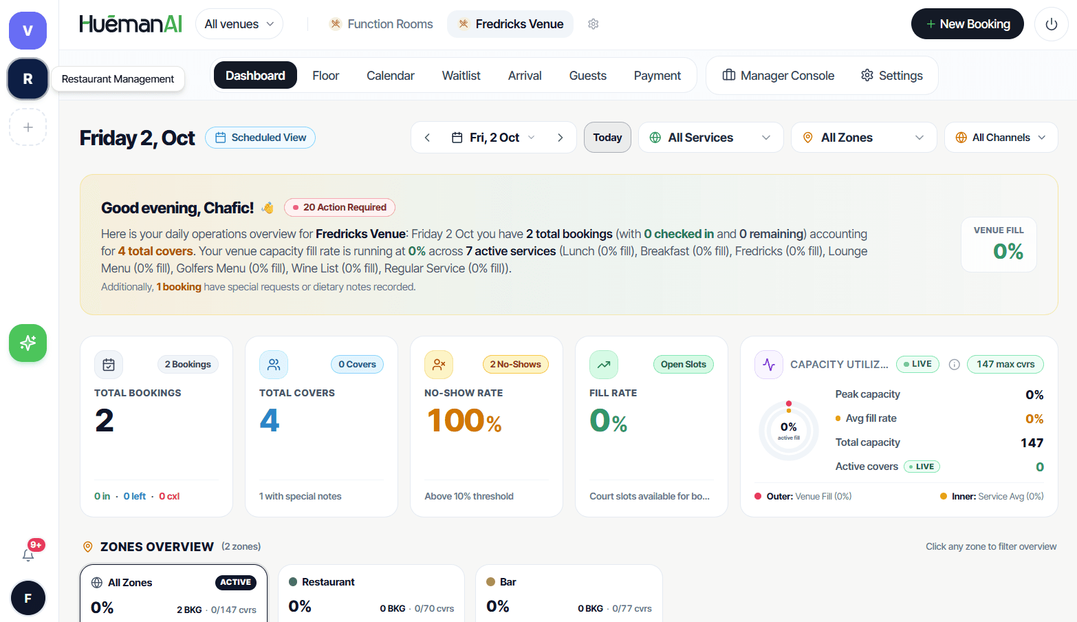 HuemanAI Voice Direct-Booking Real-Time Operations Dashboard