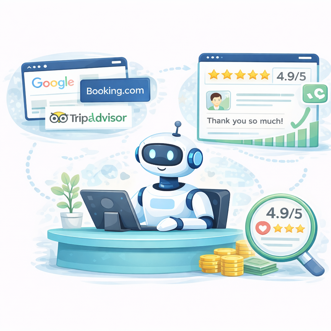 Reputation and conversion agent illustration